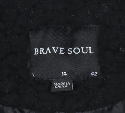 Womens UK Size 14 Brave Soul Black Overcoat