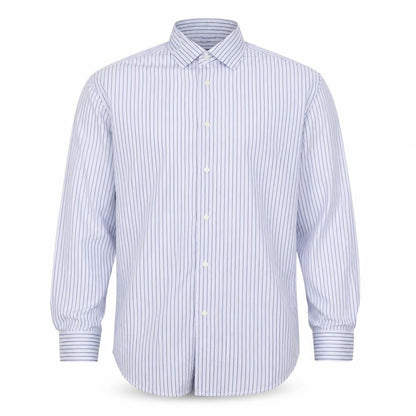 Daniel Hechter Men's Blue Striped 17in Regular Fit Cotton Long Sleeve Shirt