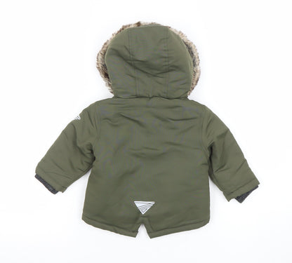 Primark Unisex Baby Green Faux Fur Hooded Parka Coat 3–6 Months Winter Jacket