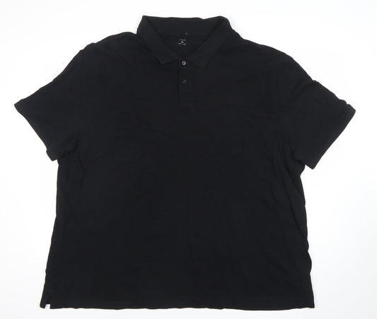 Marks and Spencer Men's Black 5XL Regular Fit Cotton Polo Shirt