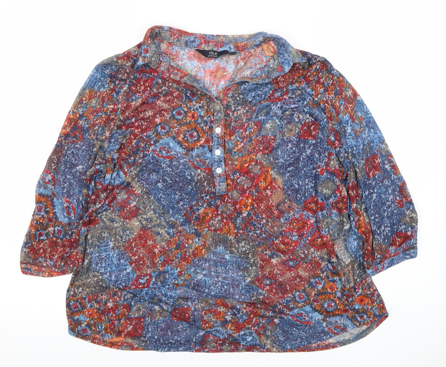 Womens UK Size 16 Isle Essentials Multicoloured Tunic Blouse