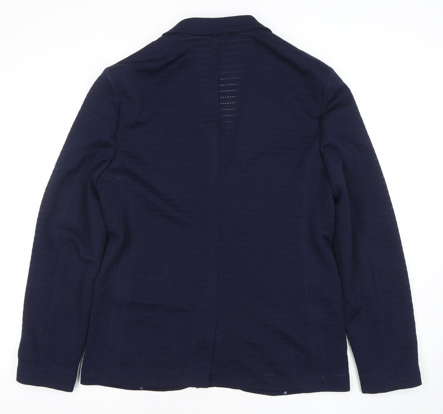 River Island Women Navy Blue Two-Button Blazer Size M Classic Fit