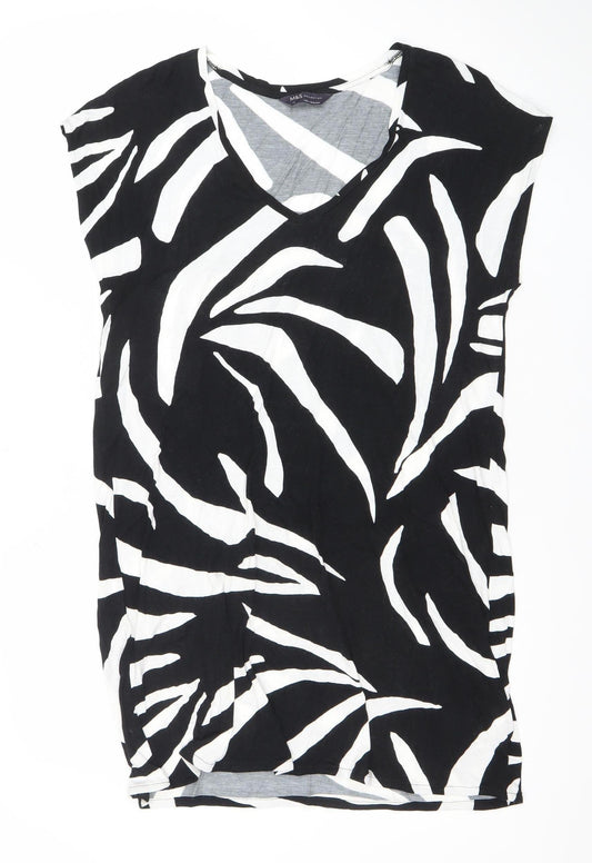 Marks and Spencer Women’s Black Zebra Print Cotton Shift Dress Size 12
