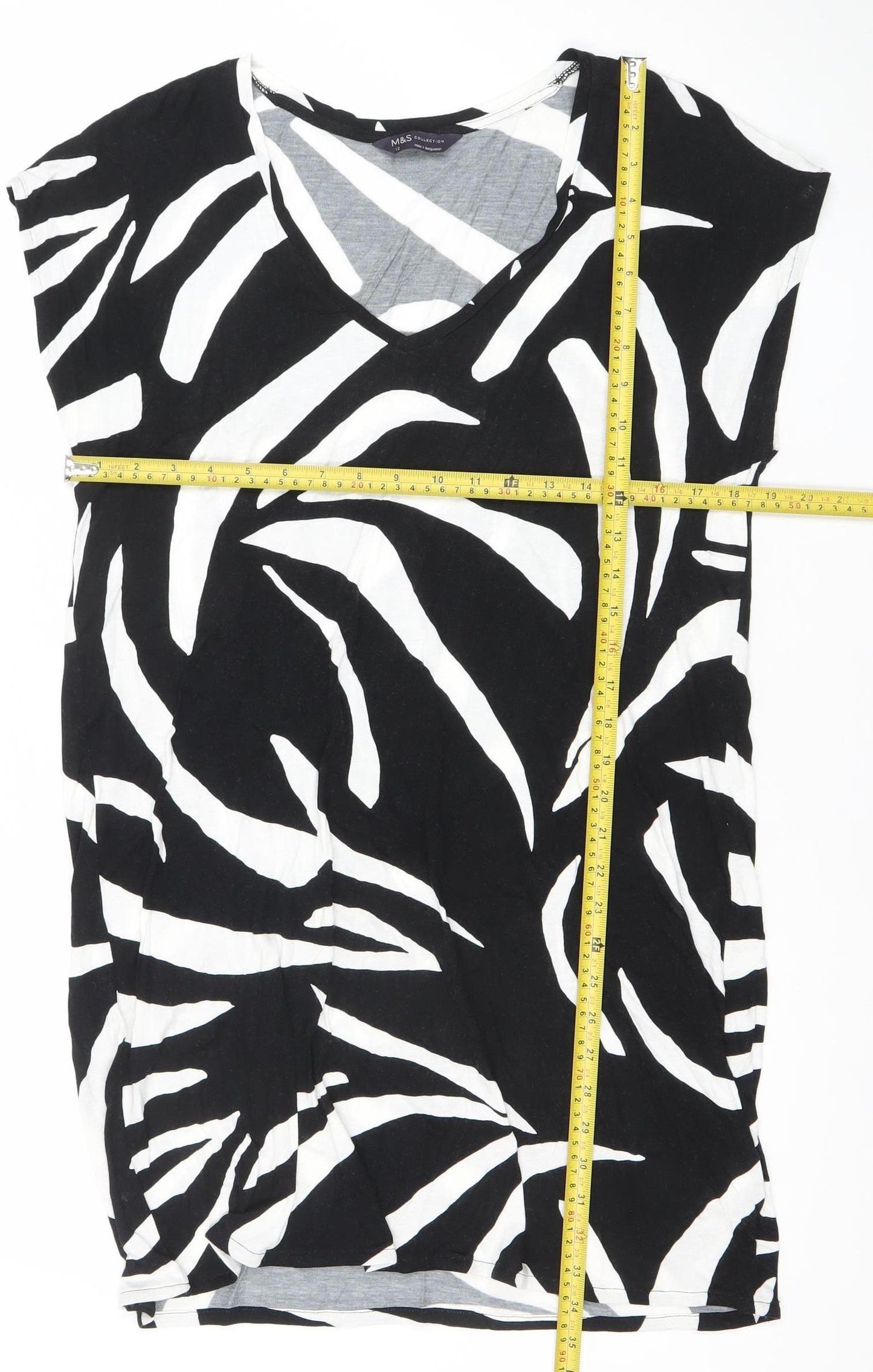 Marks and Spencer Women’s Black Zebra Print Cotton Shift Dress Size 12