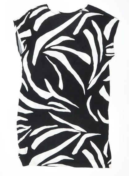 Marks and Spencer Women’s Black Zebra Print Cotton Shift Dress Size 12