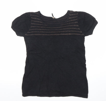 Womens UK Size 10 Topshop Black Basic T-Shirt