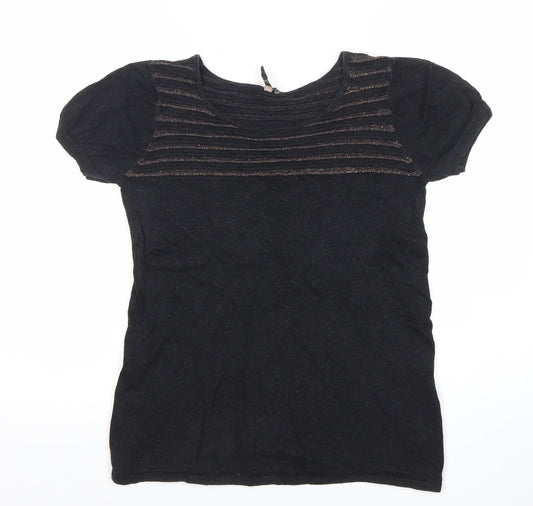 Womens UK Size 10 Topshop Black Basic T-Shirt