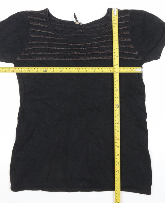 Womens UK Size 10 Topshop Black Basic T-Shirt