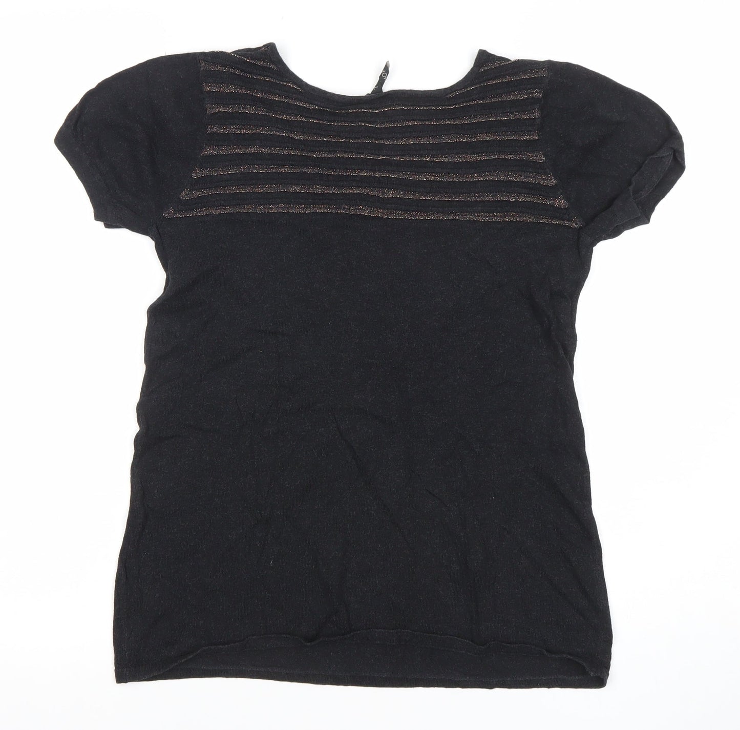Womens UK Size 10 Topshop Black Basic T-Shirt