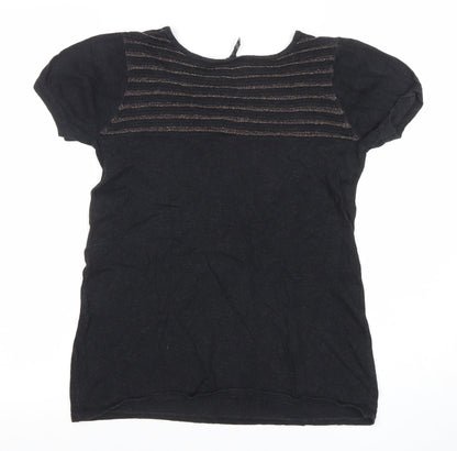 Womens UK Size 10 Topshop Black Basic T-Shirt