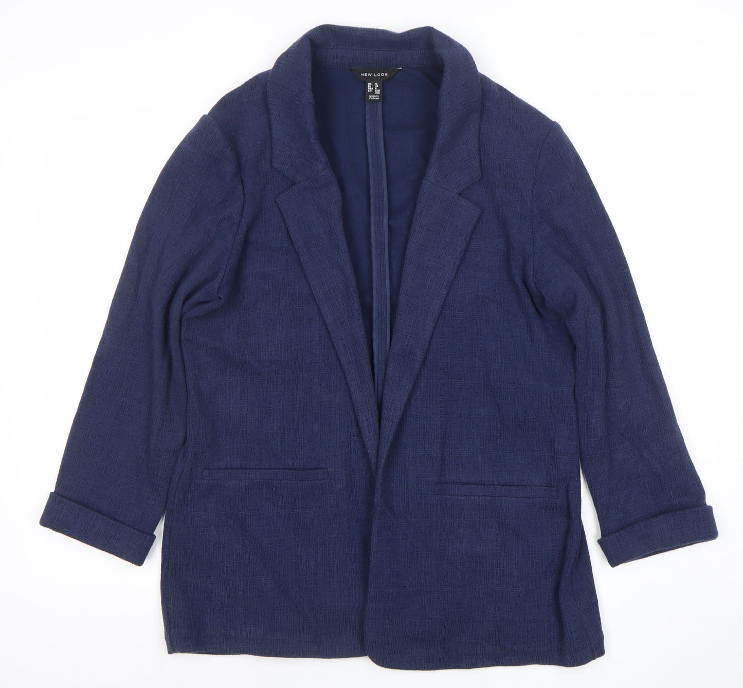 New Look Women's Navy Blue Regular Fit Cotton Blend Blazer Size 12