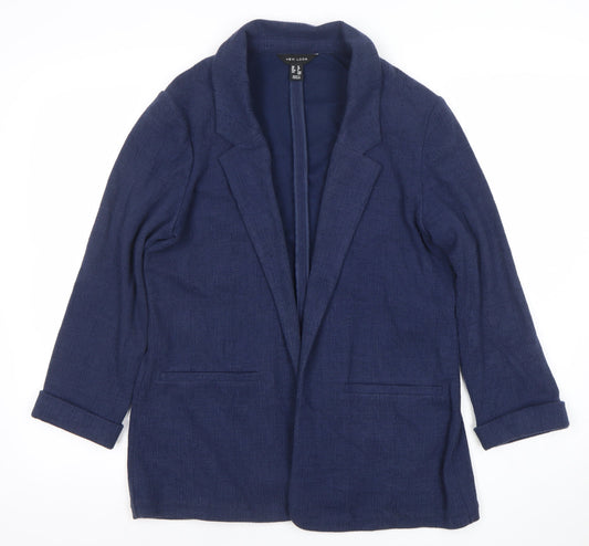 New Look Women's Navy Blue Regular Fit Cotton Blend Blazer Size 12