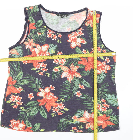 Bonmarché Women's Multicoloured Floral Tank Top Size 18 Camisole Style
