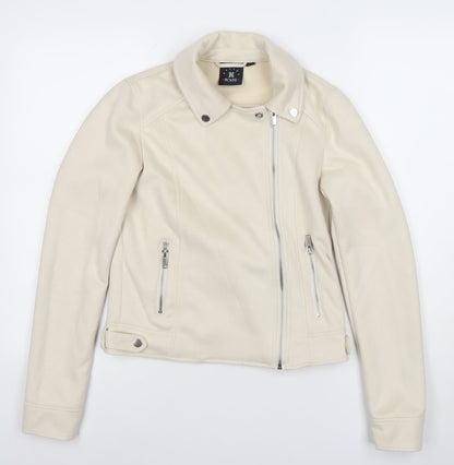 Womens UK Size S Relish Noless Ivory Biker Coat