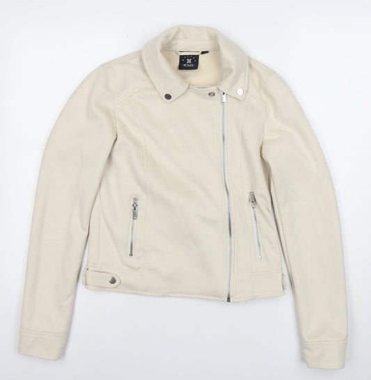 Womens UK Size S Relish Noless Ivory Biker Coat