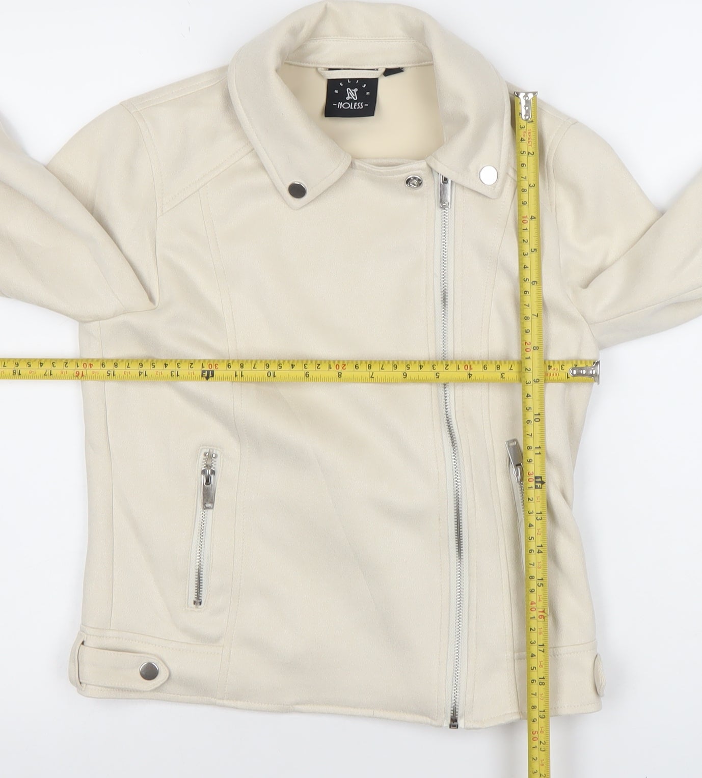 Womens UK Size S Relish Noless Ivory Biker Coat