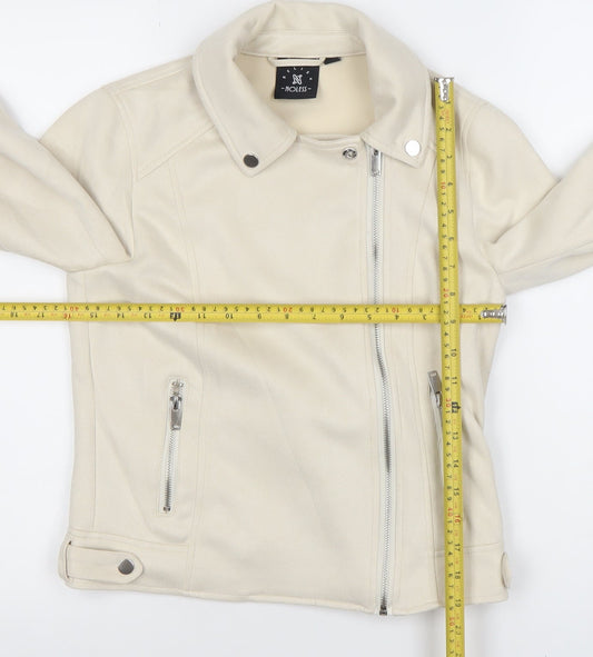 Womens UK Size S Relish Noless Ivory Biker Coat