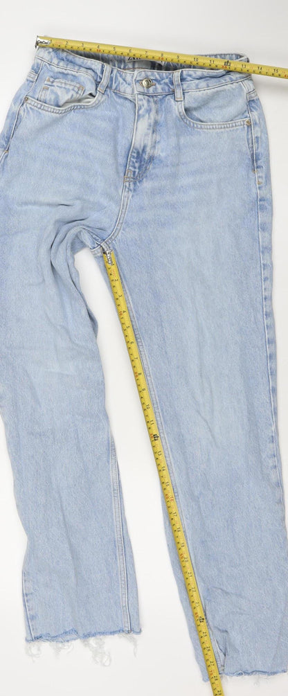 ZARA Women Blue Straight Mid Rise Cotton Denim Jeans Size 10