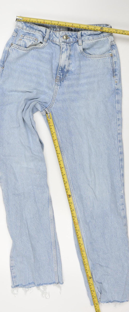 ZARA Women Blue Straight Mid Rise Cotton Denim Jeans Size 10