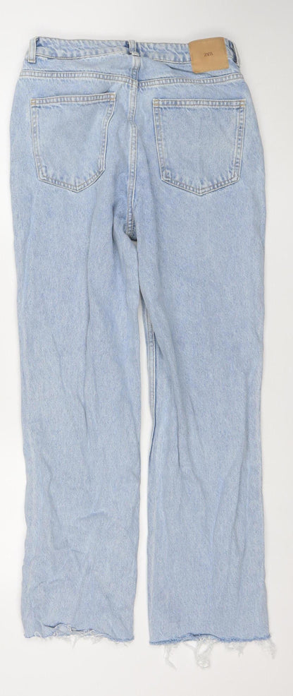 ZARA Women Blue Straight Mid Rise Cotton Denim Jeans Size 10
