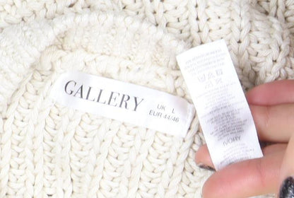 Gallery Women Ivory Chunky Knit Sleeveless Cardigan L