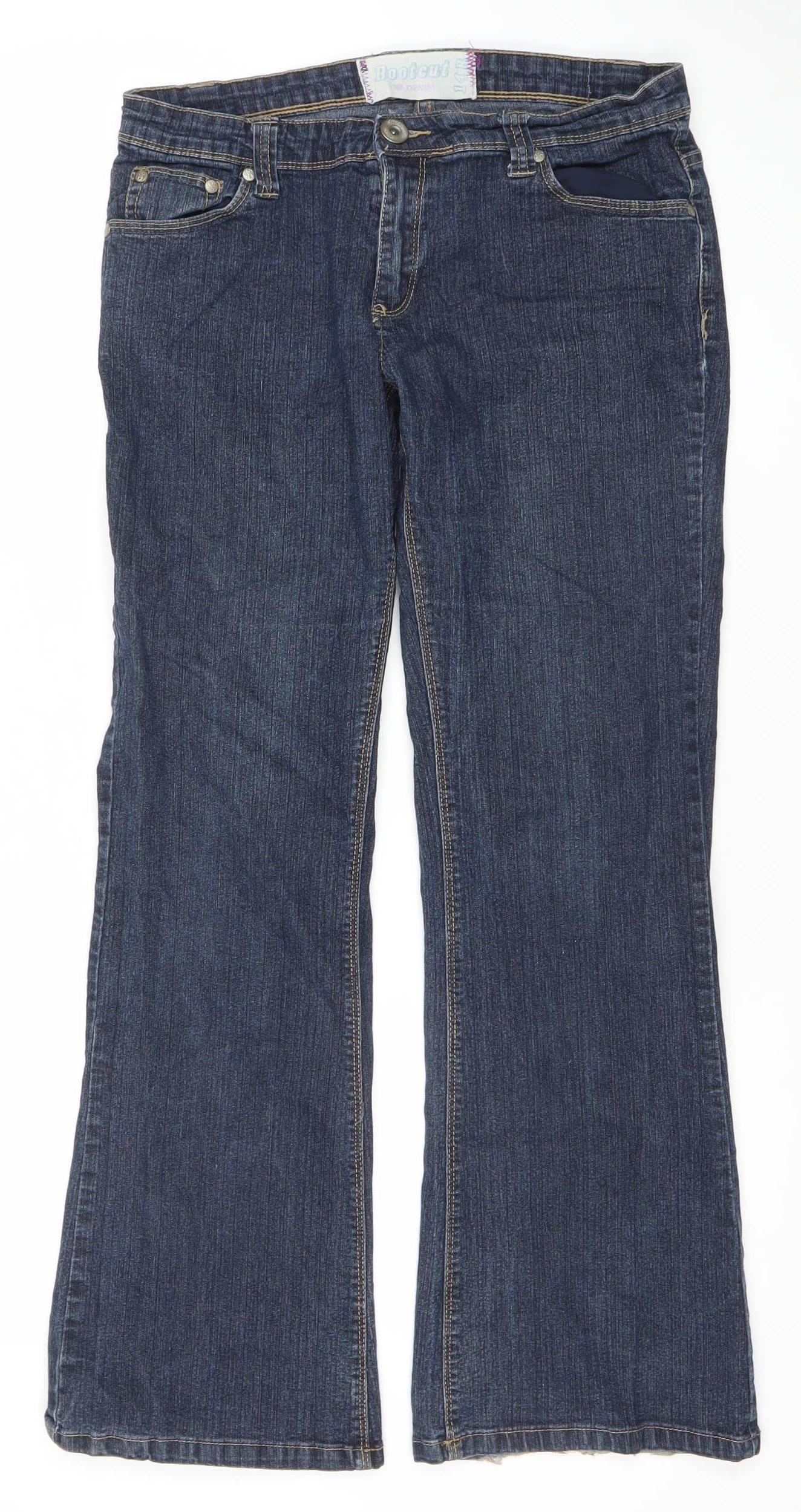 Dunnes Women's Blue Bootcut Denim Jeans Size 14R Stretch Cotton Blend