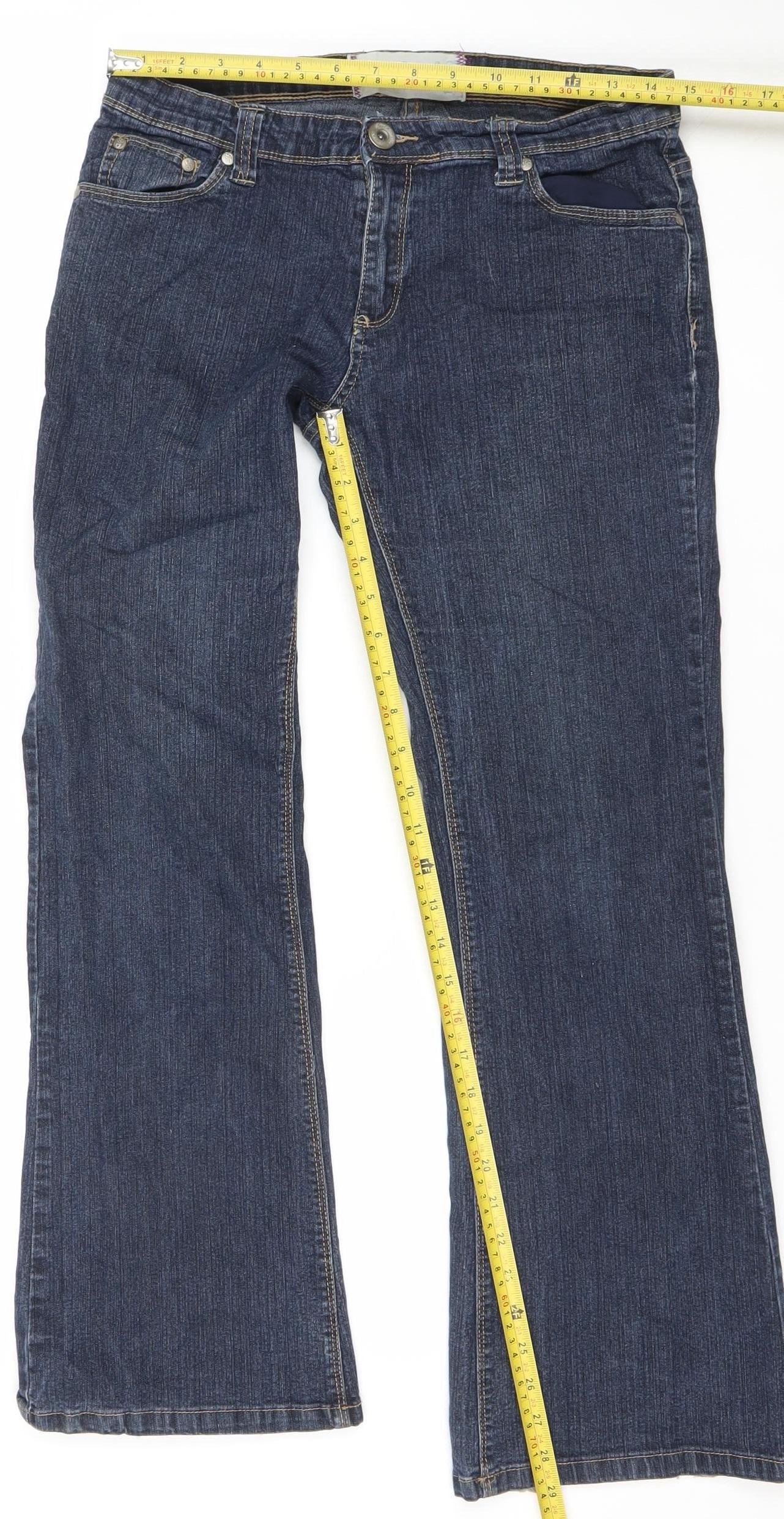 Dunnes Women's Blue Bootcut Denim Jeans Size 14R Stretch Cotton Blend