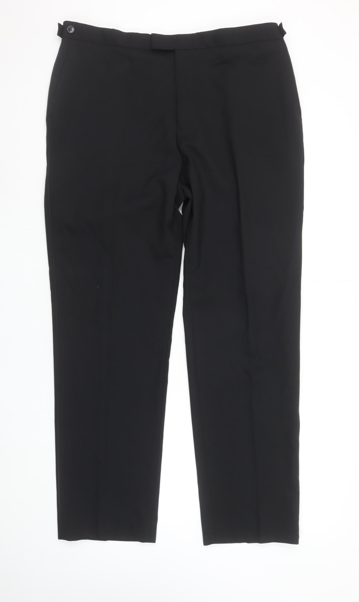 Moss Esq. Men's Black 36R Regular Fit Wool Dress Trousers