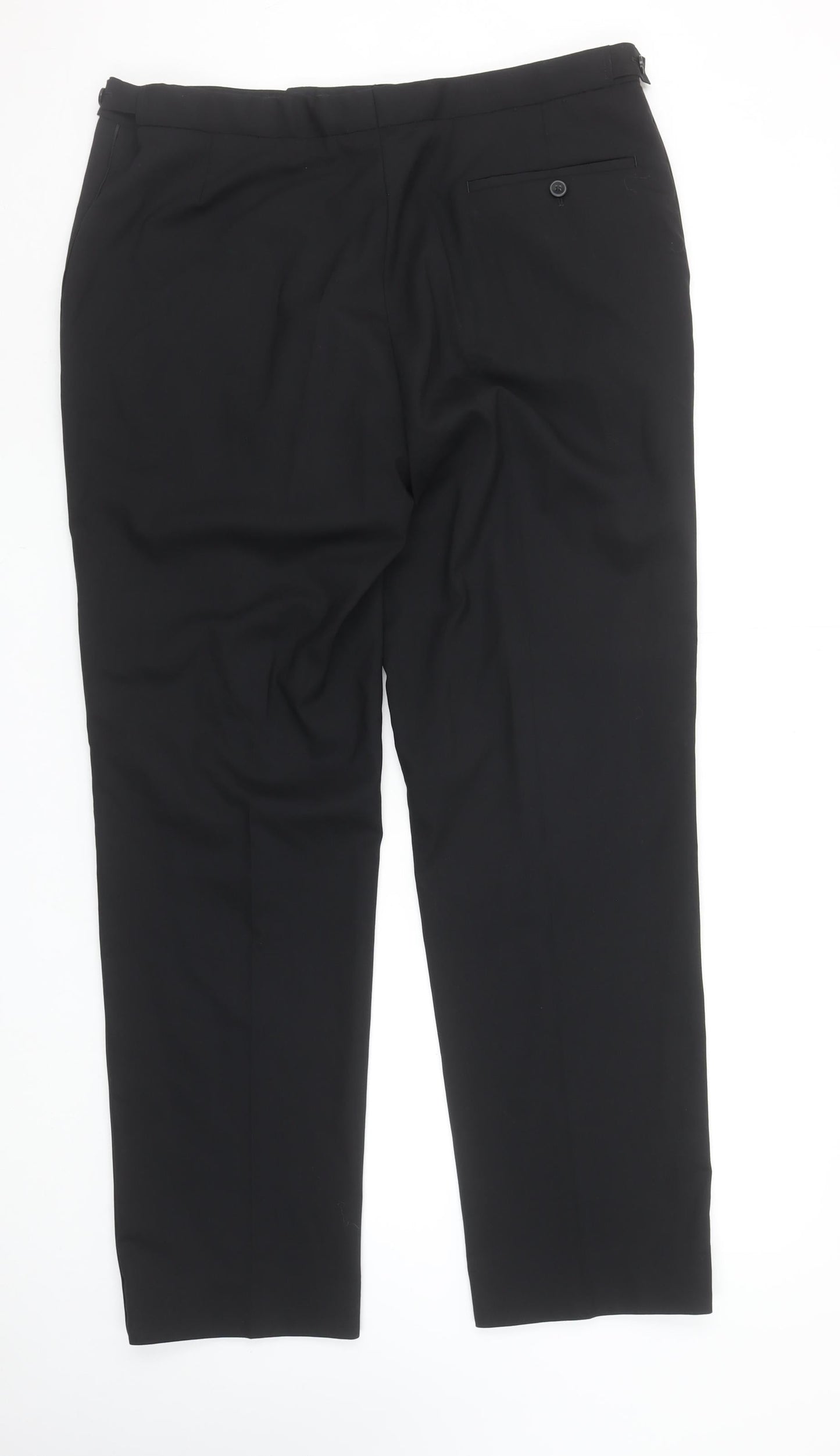 Moss Esq. Men's Black 36R Regular Fit Wool Dress Trousers