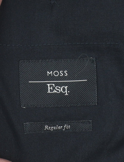 Moss Esq. Men's Black 36R Regular Fit Wool Dress Trousers