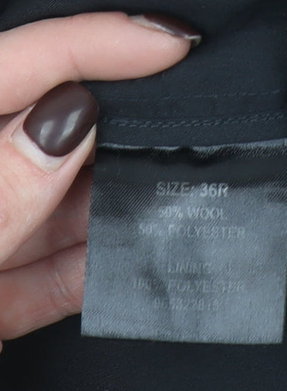 Moss Esq. Men's Black 36R Regular Fit Wool Dress Trousers