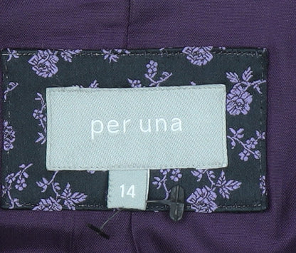 Marks and Spencer Per Una Women's Black Wool Pinstripe Long Suit Jacket Size 14