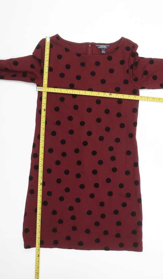 Lands' End Women's Red Polka Dot Shift Dress UK 10 Petite 3/4 Sleeve