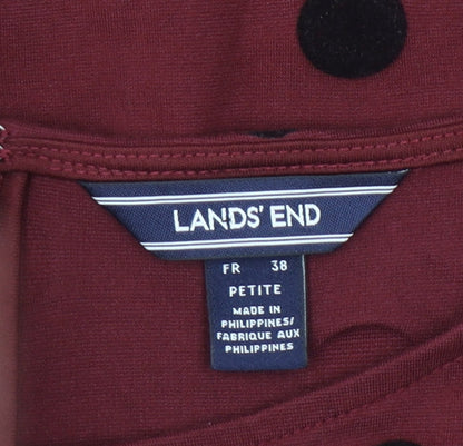 Lands' End Women's Red Polka Dot Shift Dress UK 10 Petite 3/4 Sleeve