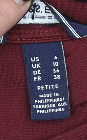 Lands' End Women's Red Polka Dot Shift Dress UK 10 Petite 3/4 Sleeve