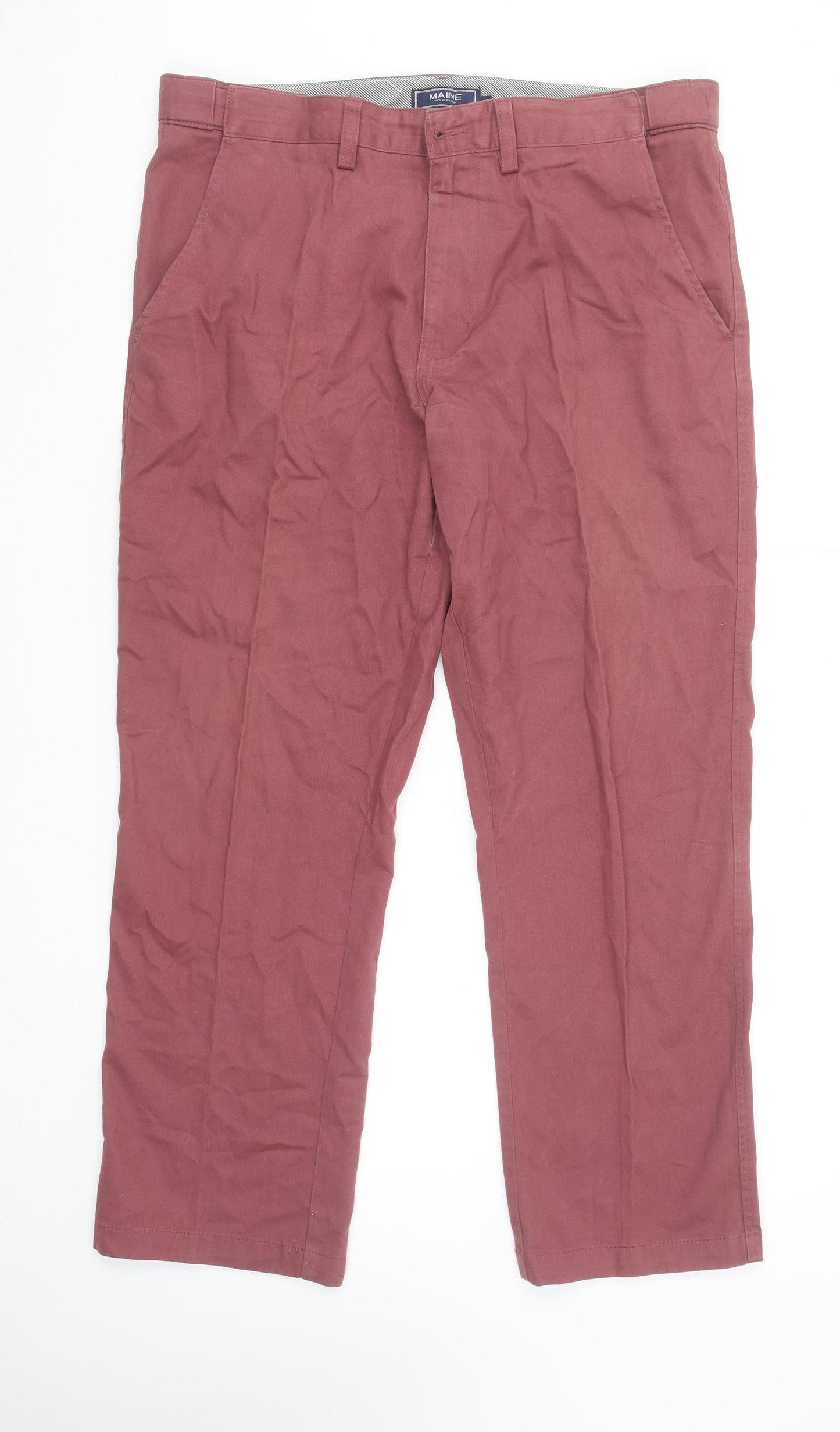 Maine New England Men's Brown Chino Trousers Size 36S Cotton
