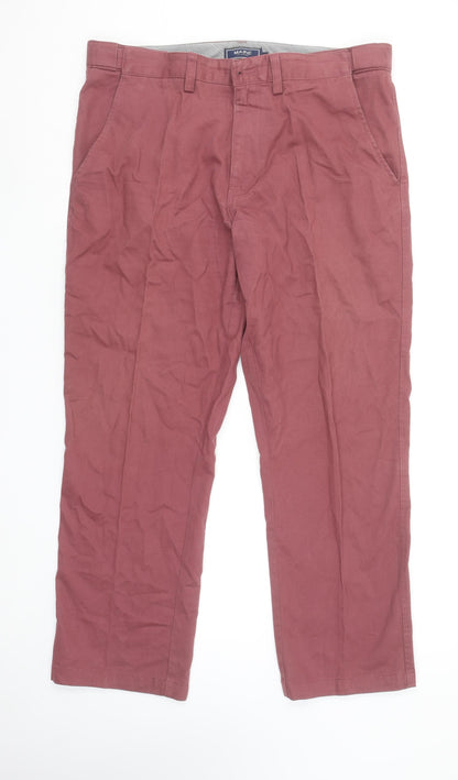 Maine New England Men's Brown Chino Trousers Size 36S Cotton