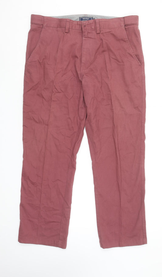 Maine New England Men's Brown Chino Trousers Size 36S Cotton