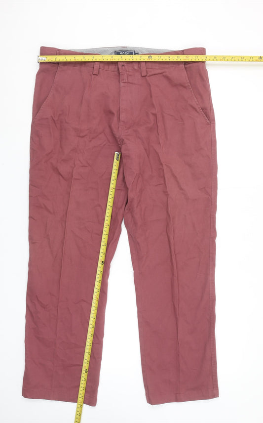 Maine New England Men's Brown Chino Trousers Size 36S Cotton