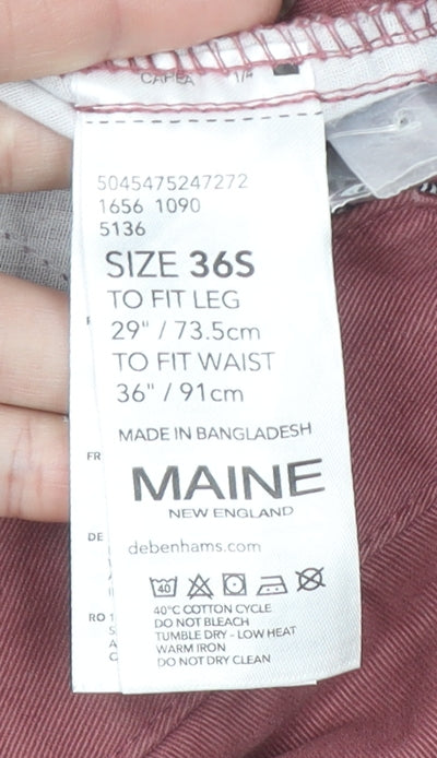 Maine New England Men's Brown Chino Trousers Size 36S Cotton