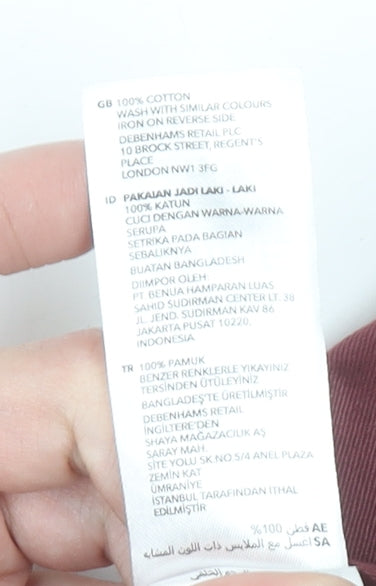 Maine New England Men's Brown Chino Trousers Size 36S Cotton