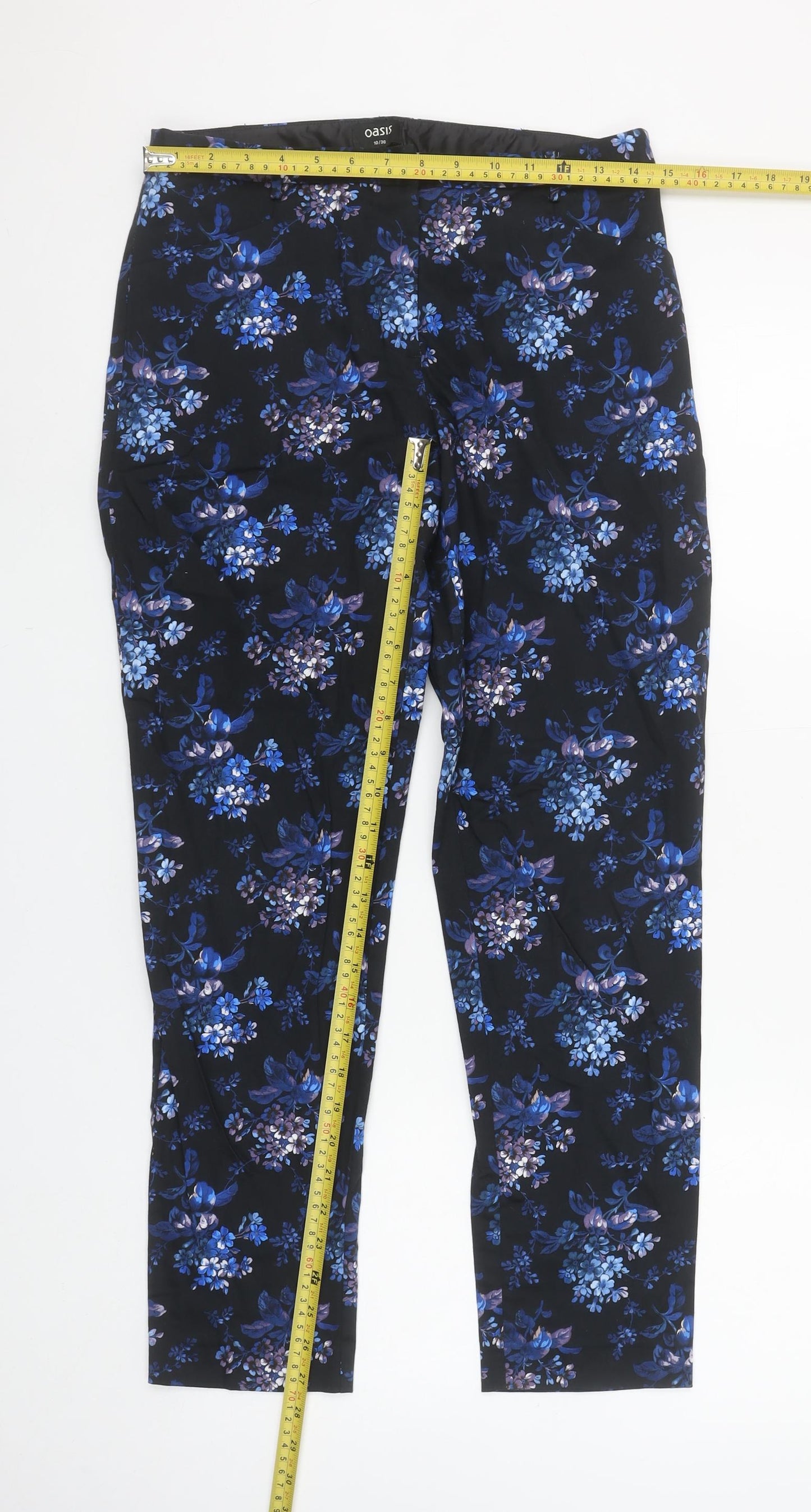 Womens UK Size 10 Oasis Slim Fit Casual Business Travel Blue Trousers