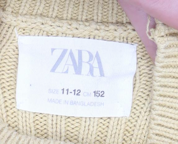 Girls UK Size 11-12 Years Zara Beige Pullover Jumper