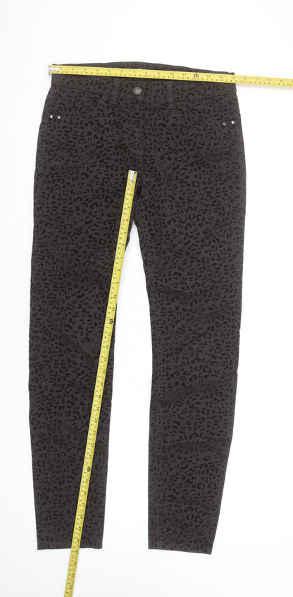Olsen Women Brown Animal Print Skinny Jeans Size 10 Slim Fit
