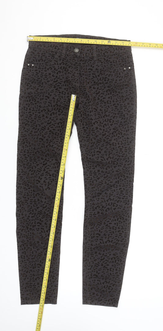 Olsen Women Brown Animal Print Skinny Jeans Size 10 Slim Fit
