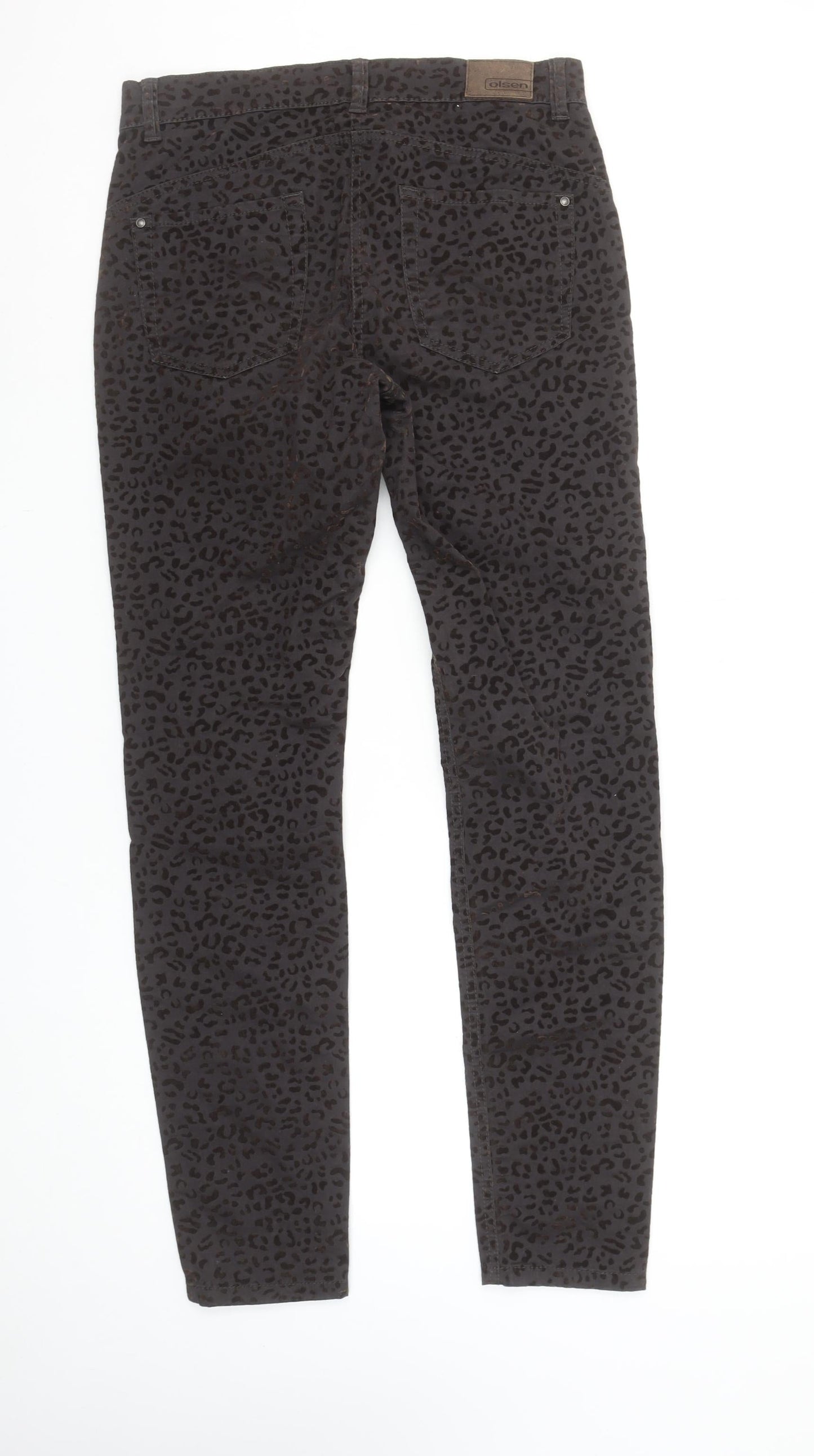 Olsen Women Brown Animal Print Skinny Jeans Size 10 Slim Fit
