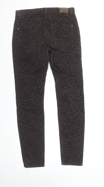 Olsen Women Brown Animal Print Skinny Jeans Size 10 Slim Fit