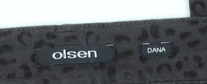 Olsen Women Brown Animal Print Skinny Jeans Size 10 Slim Fit