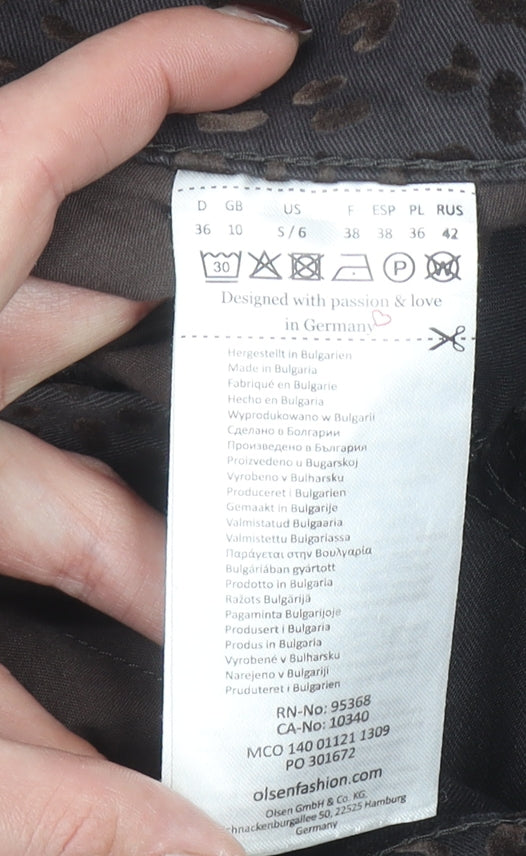 Olsen Women Brown Animal Print Skinny Jeans Size 10 Slim Fit