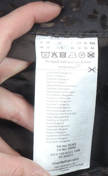 Olsen Women Brown Animal Print Skinny Jeans Size 10 Slim Fit